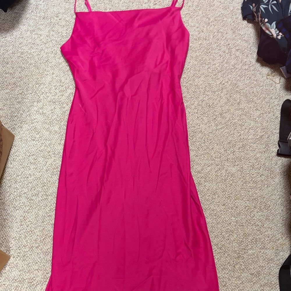 Forever 21 Hot Pink Slip Midi Dress
